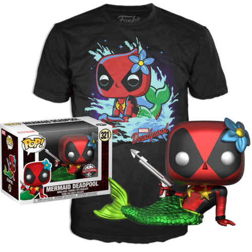 Set figura POP &Tee Marvel Deadpool Mermaid Exclusive Tam L