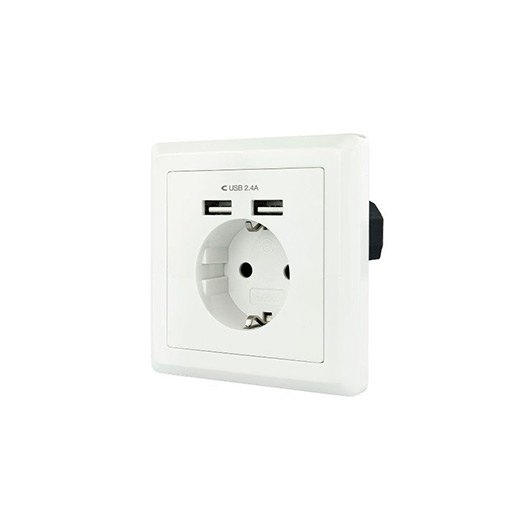 Nanocable Tomada de Parede Schuko+2USB 2.4A