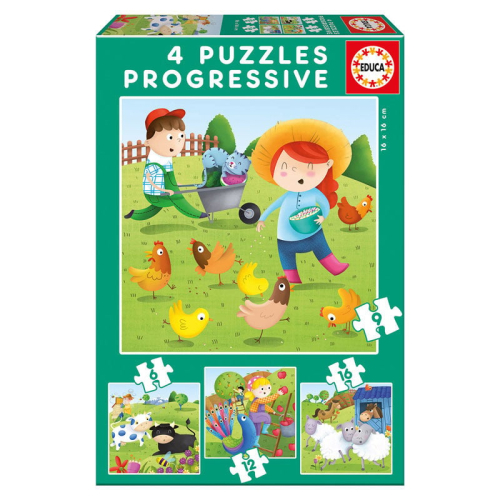 Puzzle Progresivo Animales de la Granja 6-9-12-16Peças