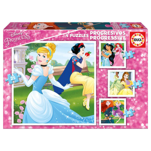 Puzzle Progresivo Princesas Disney 12-16-20-25 Peças
