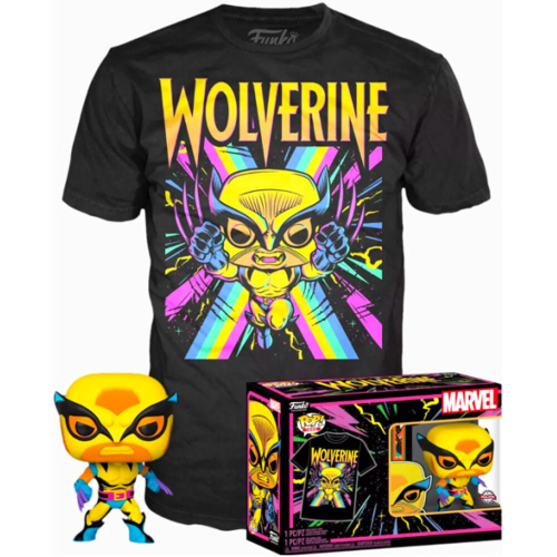 Set figura POP &Tee Marvel Wolverine Black Light Tam S