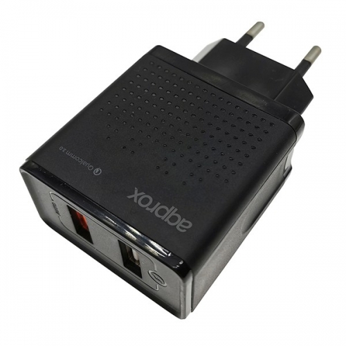 CARREGADOR USB APPROX QUICK CHARGE 3.0 Preto