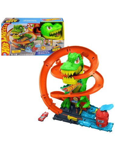 Pista Mattel Hot Wheels City – T-Rex + Quartel de Bombeiros