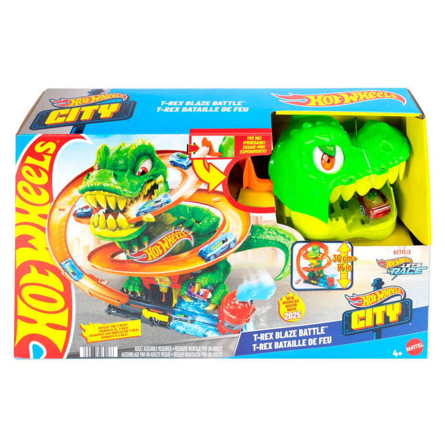 Pista Mattel Hot Wheels City – T-Rex + Quartel de Bombeiros