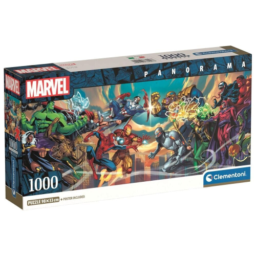 Puzzle Panorama Heroes vs Villanos Marvel 1000 Peças