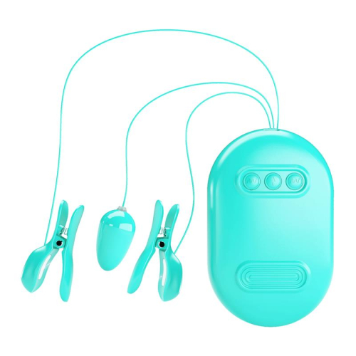 Surprise Box Ovo Vibrador e Pinzas para Pezones com Electro Estimulación Azul
