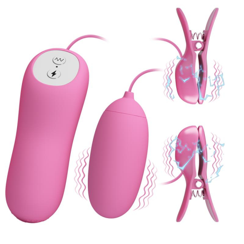 Presilhas para mamilos y Ovo Vibrador com Electro shock