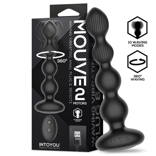 Mouve Plug Anal com Waving e Vibração com Control Remoto 2 Motores