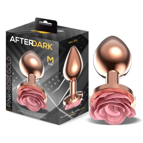 Plug Anal de Metal Oro Rosa com Rosa Rosa en la Base Tamanho M