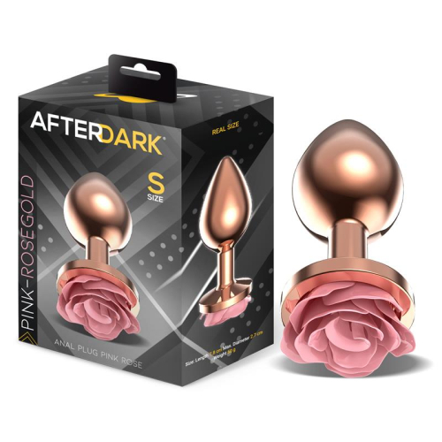 Plug Anal de Metal Oro Rosa com Rosa Rosa en la Base Tamanho S