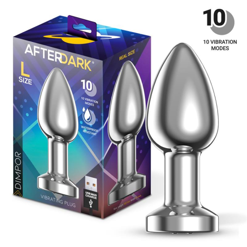 Dimpor Plug Anal Cromado com Vibração USB Magnético Tamanho L