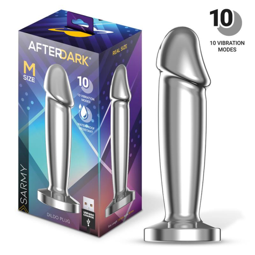 Sarmy Plug Anal Cromado com Vibração USB Magnético Tamanho M