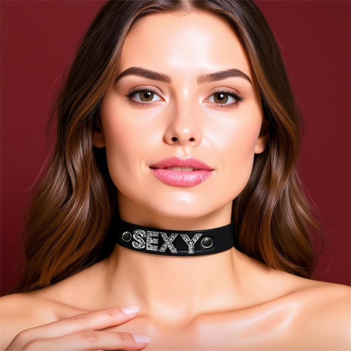 Colar Couro Vegano Sexy Tamanho Único