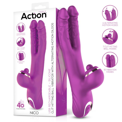 Nico Vibrador com Dildos Alternantes e Bola Percutora 4 Motores