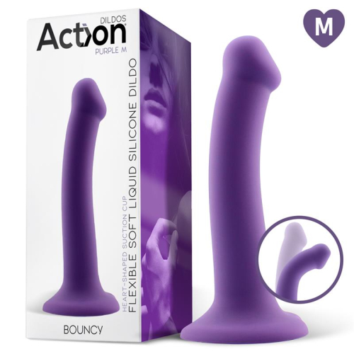 Bouncy Dildo Silicone Líquida Hiper Flexible 7 - 18 cm Tamanho M Roxo