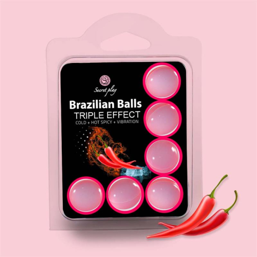 Set 6 Brazilian Balls Triple Efecto (Calor,Frio e Vibração)