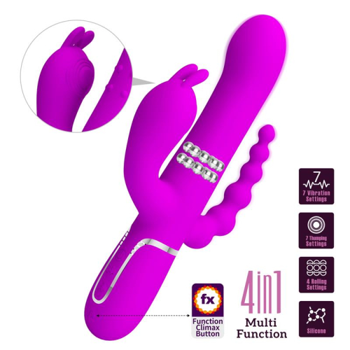 Camme 4 in 1 Vibrador com Bolas Rotadoras e Cadena Anal