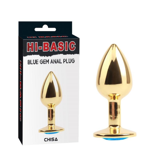 Plug Anal Dorado com Gema Azul