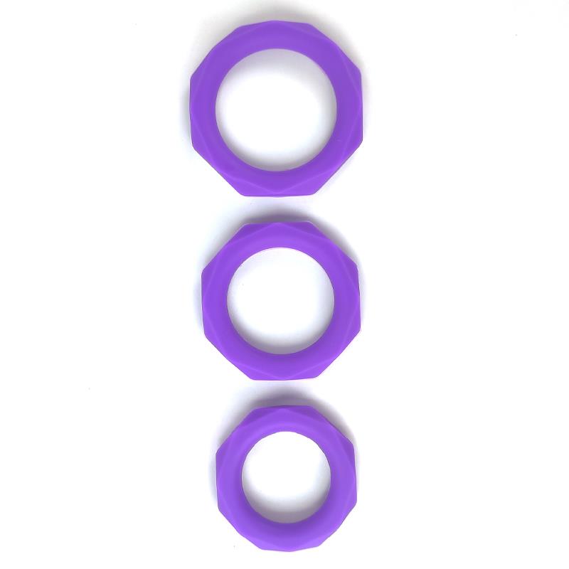 Set de 3 Anels para o Pénis Silicone Púrpura
