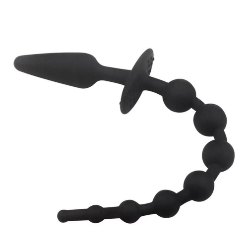 Plug Anal com Cadena Anal Silicone Preto