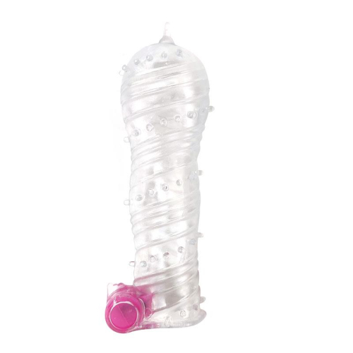 Manga para o Pénis Texturizada com Bala Vibradora Transparente