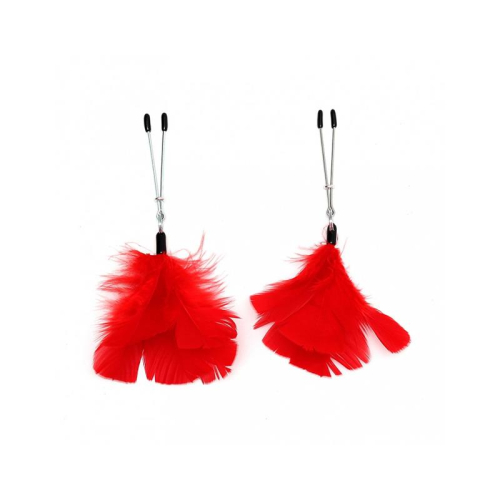 Pinças para Mamilos com Plumas Vermelhos Ajustávels