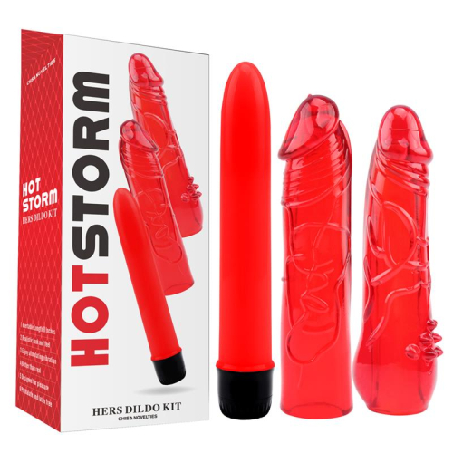 Kit Dildo y Vibrador Hers Dildo Kit Vermelho