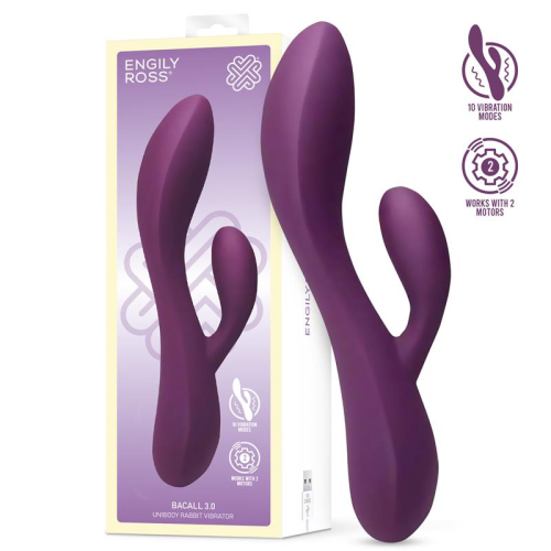 Bacall 3.0 Vibrador Silicone Liquida Ineectada Doble Motor USB Roxo