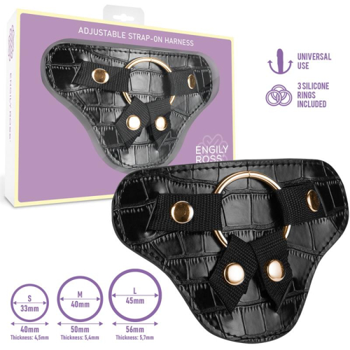 Roxane Arnés Universal Ajustável 3 Anel de Silicone Preto