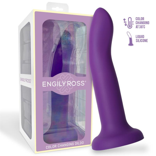 Dildo que Cambia de Cor Púpura a Rosa Tamanho L 21 cm