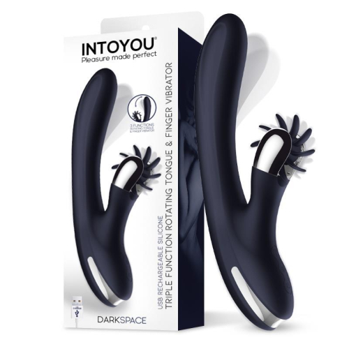 Darkspace Vibrador com Línguas Rotadora e Movimento Finger Azul