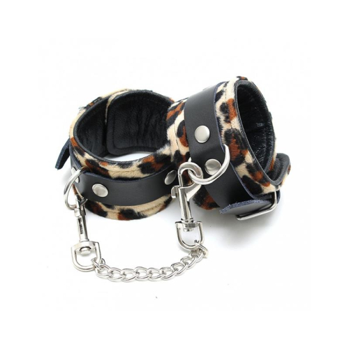 Algemas para Pés Couro Estampado Leopardo