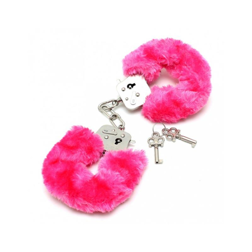 Algemas Metálicas com Pelo Rosa