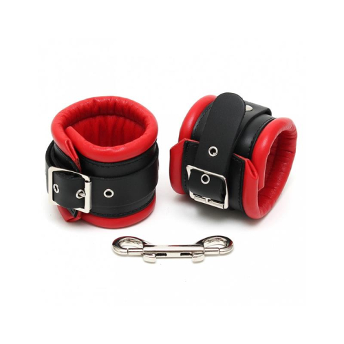Algemas para Pés Couro Preto e Vermelho 7cm