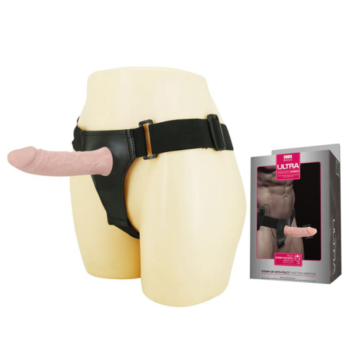 Arnés com Dildo oco e Vibração 15.5 x 4.2 cm Natural