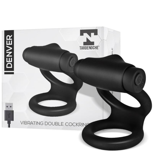 Denver Anel Doble com Bala Vibradora USB Silicone Preto