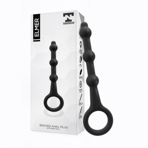 Elmer Plug Anal com Aro de Fácil Extracción Silicone Preto