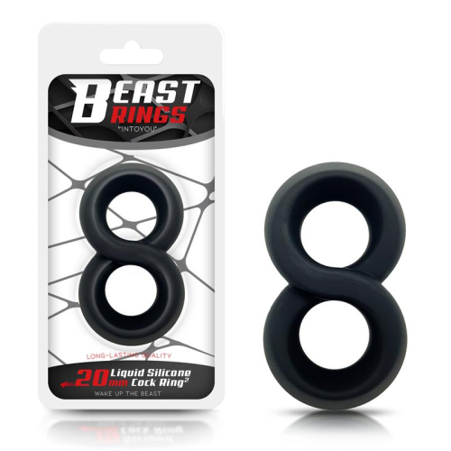 Anel Duplo para o Pénis 100% Silicone Líquida 2 cm Preto