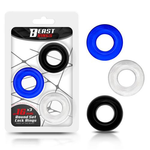 Set 3 Anels para o Pénis 3 Cores 1.6 cm
