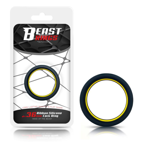 Anel Peniano 100% Silicone sólido 3.6 cm Amarelo e Preto