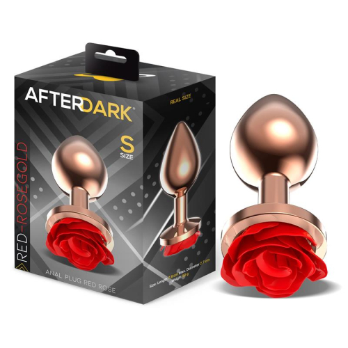 Rose Plug Anal Oro Rosa Rosa Roja en la Base Tamanho S