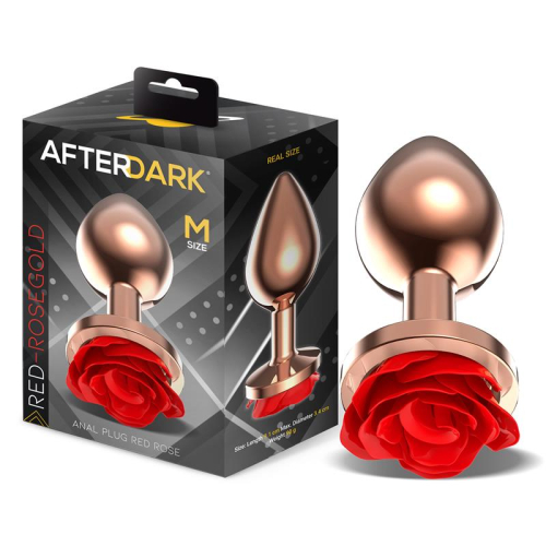 Rose Plug Anal Oro Rosa com Rosa Roja en la Base Tamanho M