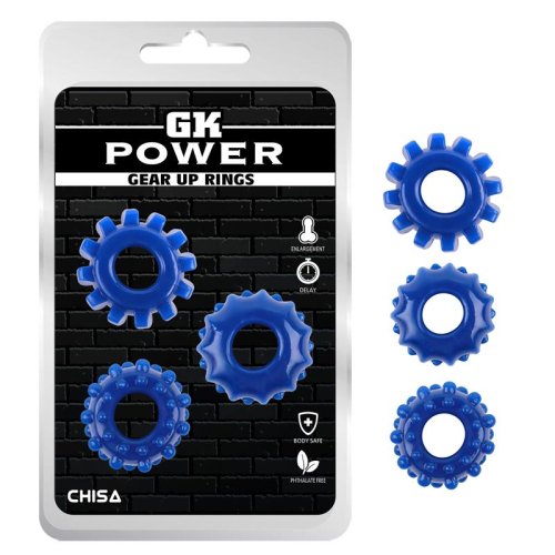 Kit 3 Anels Penianos Gear Up Azul
