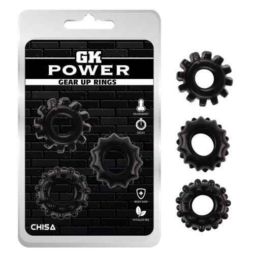 Kit 3 Anels Penianos Gear Up Preto