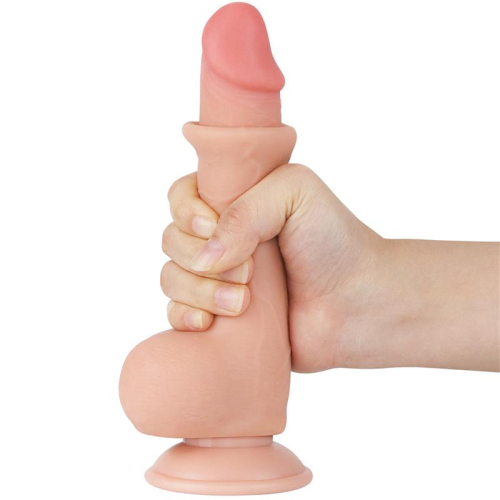 Dildo Dual Layer Pelagem Deslizando Retractil 7.5