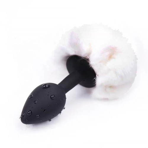 Plug Anal com Pompón Branco Tamanho S