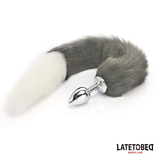 Plug Anal com Cola Branco y Preto 40 cm