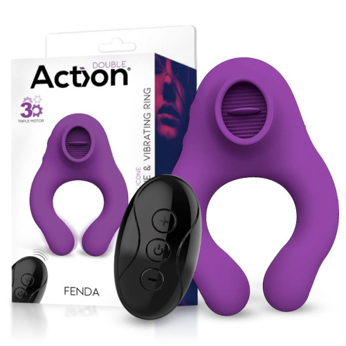 Fenda Anel Vibrador com Língua Estimulador y Control Remoto 3 Motores USB Magnético