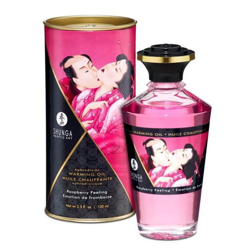 Shunga Óleo de Massagem de Efeito Calor Aroma a Frambuesa