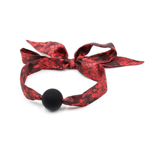 Mordaza de Bola Lisa Silicone Preto/Vermelho